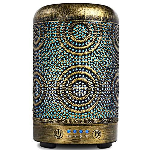 SALKING Diffusore di Oli Essenziali in Metallo 100ml con Luci LED