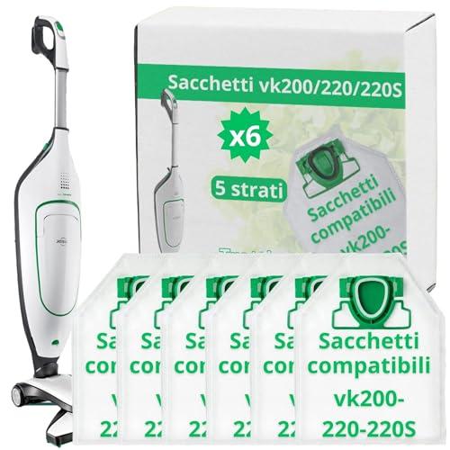 NAMAI - Set di 6 Sacchetti Folletto VK200 e VK220s Compatibili