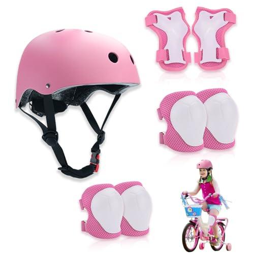 Set di Protezioni per Bambini Zyluniy Rosa - Casco, Ginocchiere, Gomitiere e Polsiere