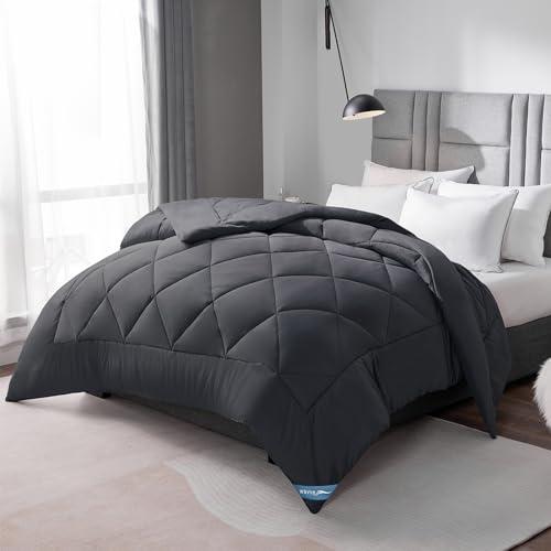 WAVVE Piumino Quattro 4 Stagioni Letto Singolo 135x200 - Piumone Autunnale Invernale 135 x 200 - Trapunta 200x135, Microfibra Sintetica, Caldo, Morbido, Grigio