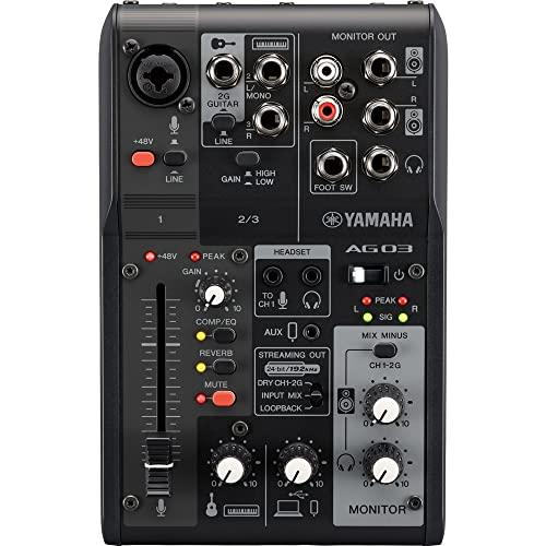 Yamaha AG03MK2 Mixer a 3 Canali per Streaming Live con Interfaccia Audio USB