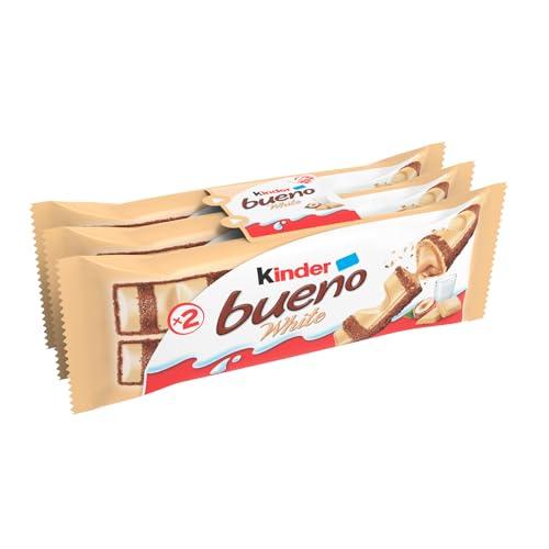 Kinder Bueno White - Confezione da 3 Snack al Cioccolato Bianco e Nocciola