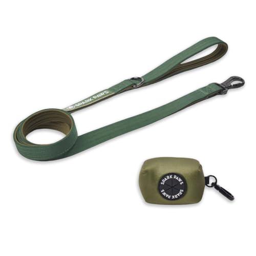 Spark Paws Set Guinzaglio e Porta Sacchetti Igienici per Cani - Verde