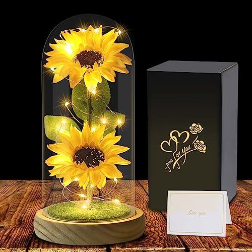 Girasole Artificiale in Cupola di Vetro - Regalo per Donna