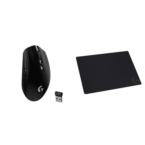 Logitech G305 LIGHTSPEED Mouse Gaming Wireless, Sensore 12K HERO, 12.000 DPI, Design Leggero & G240 Gaming Mouse Pad in tessuto, Ottimizzato per i Sensori da Gioco, Attrito Moderato
