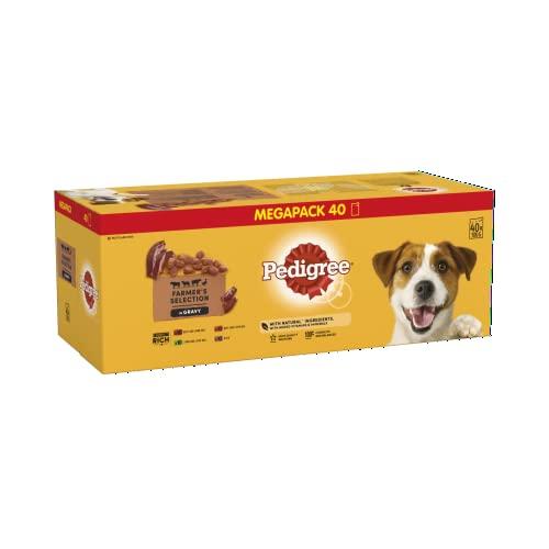 Pedigree Selezione Mista in Salsa - Cibo umido per cani in bustina porzionata - Confezione grande (40 x 100 g)