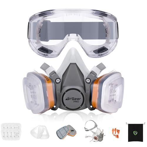 AirGearPro G-500 Maschera di protezione respiratoria riutilizzabile con filtri e occhiali