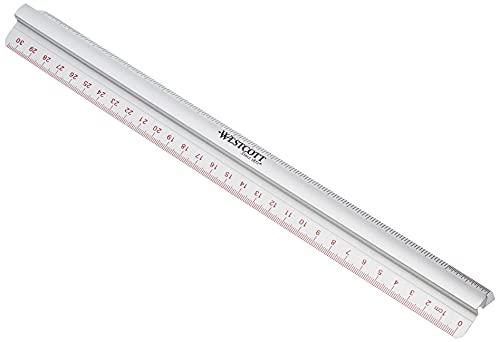 Westcott E-10114 00 Righello in alluminio con barra per impugnatura, 30 cm, argento
