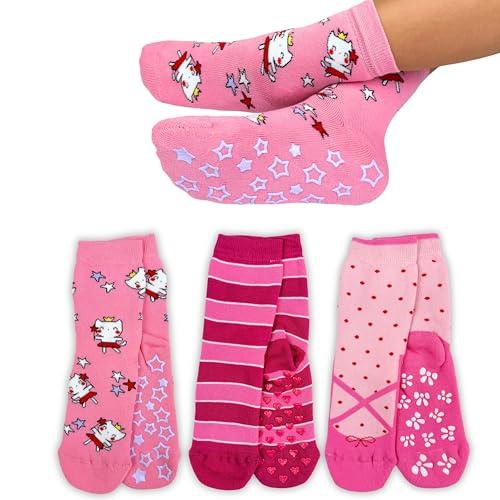 LEON D'ORO Calzini Bambina Antiscivolo Cotone 3 Paia - Made in Italy