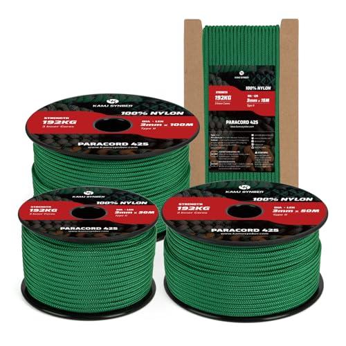 Kamu Synber 425 Paracord 3mm x 15m - Corda in Nylon Verde Kelly