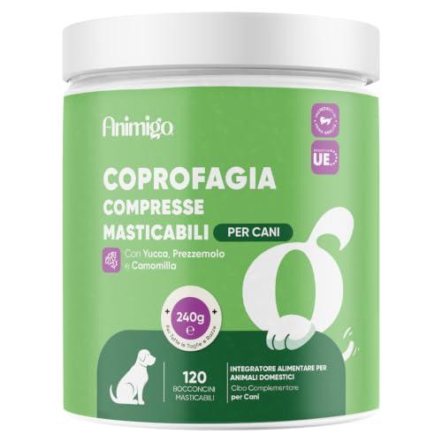 animigo Coprofagia Compresse Masticabili per Cani - 120 Snack Morbidi - Impedisce al Cane di Mangiare feci - con Yucca schidigera, probiotici ed enzimi digestivi - per Tutte Le Razze e Taglie