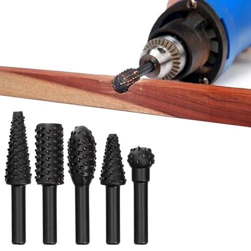 Set di 5 Frese Rotative per Legno e Metallo con Codolo da 1/4 pollice