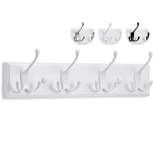 LARHN Appendiabiti da Parete Bianco con 4 Ganci Tripli