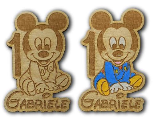 Calamita personalizzata in legno Baby Topolino - 5 pezzi