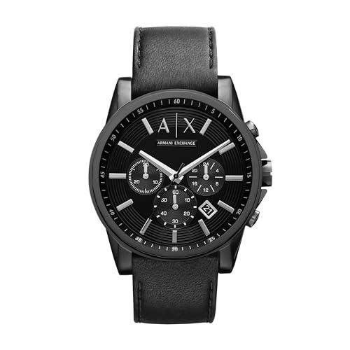 Armani Exchange AX2098 Orologio Cronografo da Uomo con Cinturino in Pelle Nera