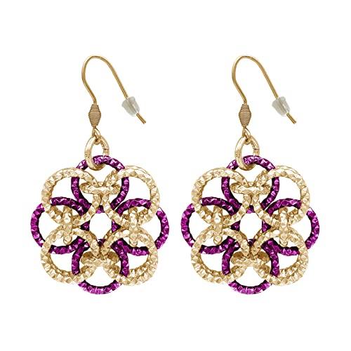 ParticolarModa Orecchini Donna Pendenti Lunghi e Leggeri Intrecciati Rosone