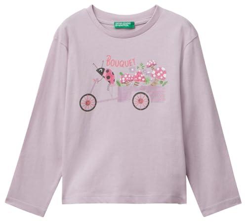 T-Shirt Manica Lunga Girocollo United Colors of Benetton con Stampa Glitter