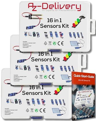 AZDelivery 3 x Kit 16 in 1 - Kit di accessori compatibile con Arduino e Raspberry Pi