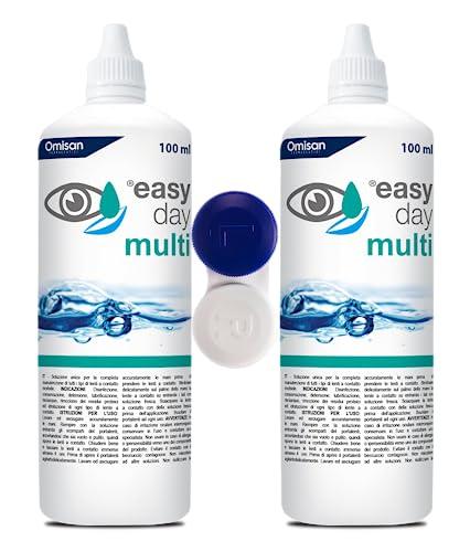 Easy Day Multi Soluzione Unica per Lenti a Contatto - Duopack 2x100 ml + Portalenti incluso