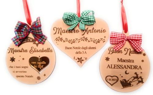 Pallina di Natale personalizzata Maestra - regalo di Natale per maestra - IDEA REGALO PERSONALIZZATA - addobbo in legno