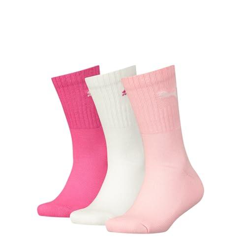 PUMA Crew, Calzini Unisex - Bambini e Ragazzi, Rosa, 31-34 (Pacco da 3)
