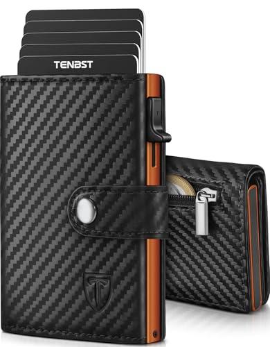 TENBST Portafoglio Uomo & Donna | Porta Carte di Credito 10 carte | Portacarte Uomo con RFID Protezione Anticlonazione | Porta Tessere Uomo con Portamonete e Scomparti Banconote - Regalo