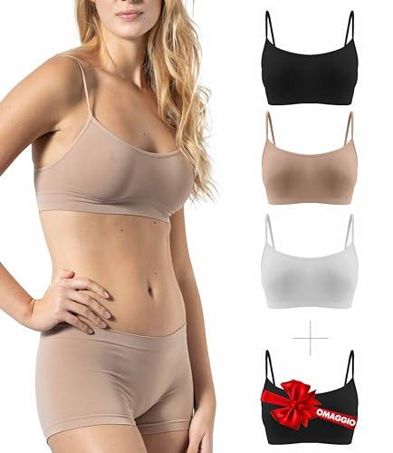 Risalti Reggiseno Senza Ferretto Spalla Stretta 3 pz - Bralette Donna in Microfibra Made in Italy