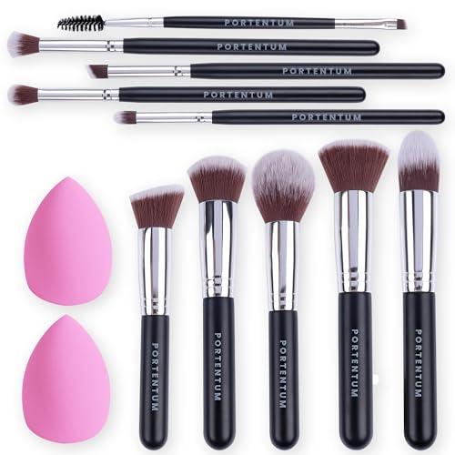 PORTENTUM Set Pennelli Make Up 12 Pezzi con Blender Beauty