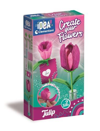 Clementoni Idea - Create Your Flowers Tulipano, Kit Creativo per Comporre Fiori Personalizzati