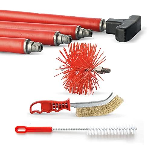 BARETTO Kit Pulizia Camino Professionale con Scovolo in Nylon e Prolunghe Flessibili