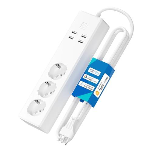 Meross Ciabatta Italiana Smart HomeKit, Multipresa WiFi con 3 Schuko e 4 USB