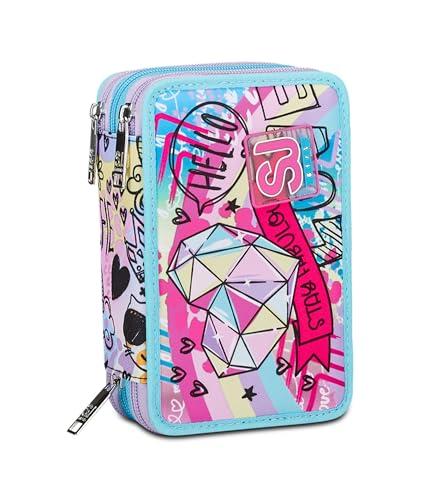 SJ Gang Astuccio Scuola 3 Zip Azzurro ColorJam
