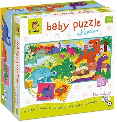 Ludattica - Baby puzzle Dinosauri - Puzzle 32 pezzi bambini 2+ - Due giochi in uno - Dimensione 67 x 32 cm - Made in Italy
