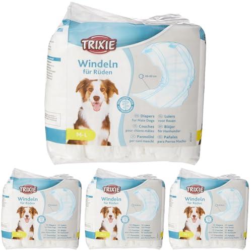 Trixie 23642, Pannolini a fascia per cani maschi, M-L (46-60 cm), un pacco con 12 pezzi (Confezione da 4)