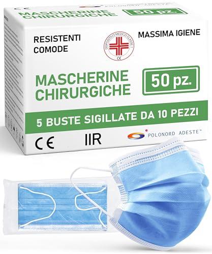 Polonord Adeste Mascherine Chirurgiche IIR - 50 Pezzi