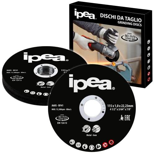 IPEA Dischi da Taglio per Metallo e Acciaio Inox, 115x1x22 mm, Set da 10