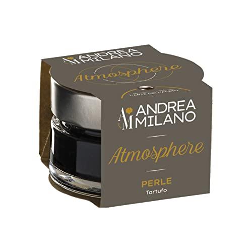 Andrea Milano, Perle di Aceto Atmosphere, Sfere Nere al Tartufo con Aceto Balsamico, dal Profumo Intenso per Accompagnare i Tuoi Piatti, Ideali su Pietanze a Base di Carne, Made in Italy, 50 g