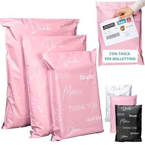 EMBALLAX - 60 Buste per Spedizioni Vinted CON TASCA PER BOLLETTINO - 3 Taglia M/L/XL- NON TRASPARENTI/ULTRA-RESISTENTI - Sacchetti Spedizione in Plastica - Pochette per Spedizioni Postali - Grazie