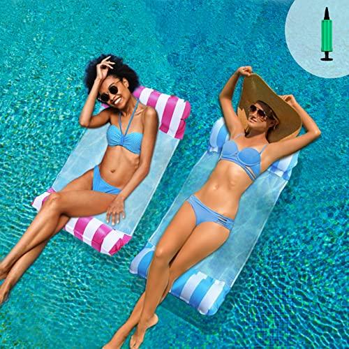Set di 2 materassini per piscina, materasso gonfiabile per piscina galleggiante e inclinabile, 4 in 1, materassino per acqua, boe e materassini gonfiabili, accessori gonfiabili per piscina (tubo