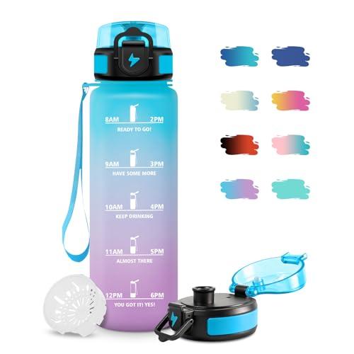Borraccia Sportiva Motivazionale da 1 Litro con Filtro e Scala Temporale