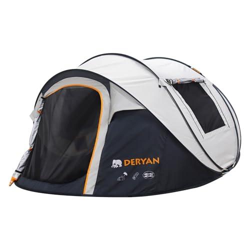 Deryan Pop Up XL Tenda da Campeggio 4 Posti Crema