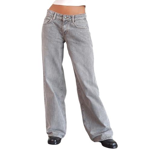 Jeans larghi Y2K a vita bassa Yassiglia - Grigio, Gamba Larga