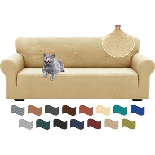Ystyle Copridivano 3 Posti Con Braccioli, Super Elasticizzato Copri Divano, Copridivano Antigraffio Gatto, Copridivani Antiscivolo Antimacchia, Universale Sofa Cover Moderno, Beige Giallo
