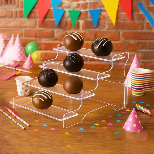 Rialzi in acrilico a 4 ripiani per profumi, cupcake, statuette, vassoio trasparente a più livelli per organizzazione decorativa, feste, vacanze, 20 cm