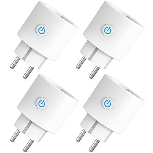 Presa Intelligente Wi-Fi 16A Smart Plug (Type F), Monitoraggio Energetico, Protezione Sovraccarico, Timer e Regolazione del Programma, Compatibile con Alexa & Google Home, 4 Pezzi