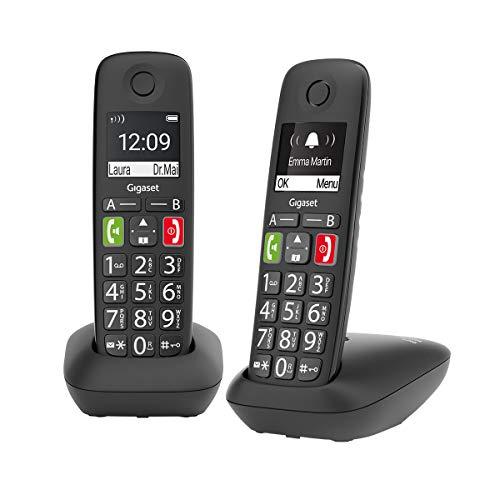Gigaset E290 Duo, Telefono Cordless con Due Portatili, Nero