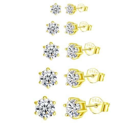 Epoch World 5 Paia Orecchini Argento Sterling 925 e Zirconi