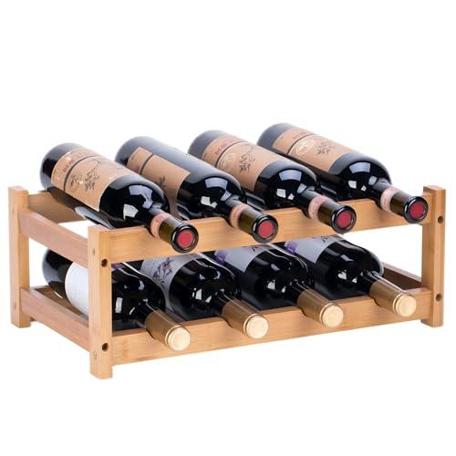 YunNasi Portabottiglie in Bambù Naturale - 8 Bottiglie