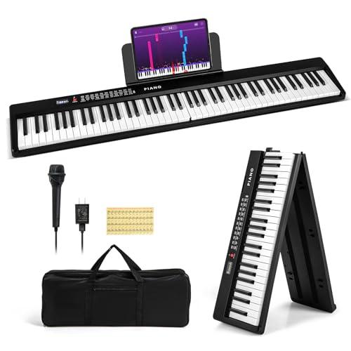 Pianoforte Elettronico Pieghevole COSTWAY 88 Tasti con MIDI, Ritmi e Borsa