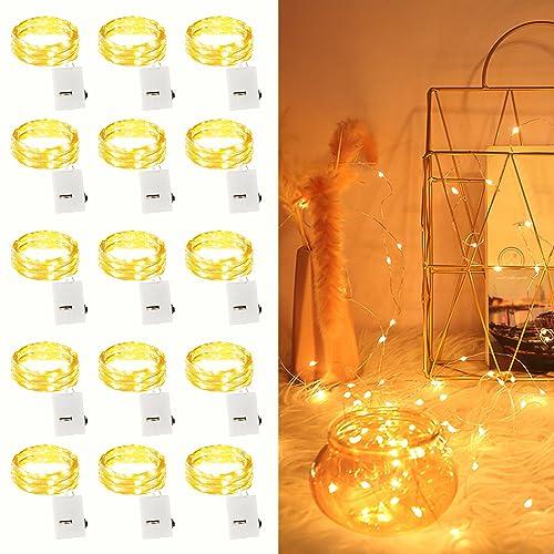 15 Pezzi Stringa Luci LED a Batteria - 2m 20 LED Bianco Caldo